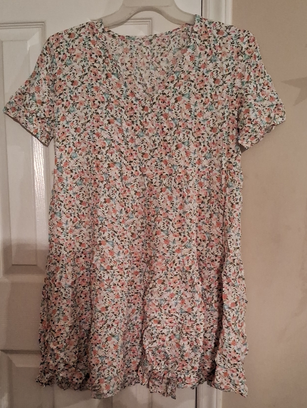 Floral Pink Short-Sleeve Mini Dress